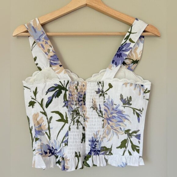 NEW Reformation Anatolia Linen Corset Two Piece Serenity White Floral US 2 UK 6 - Picture 14 of 16